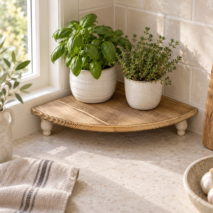 Natural Wooden Rustic Display Corner Bench