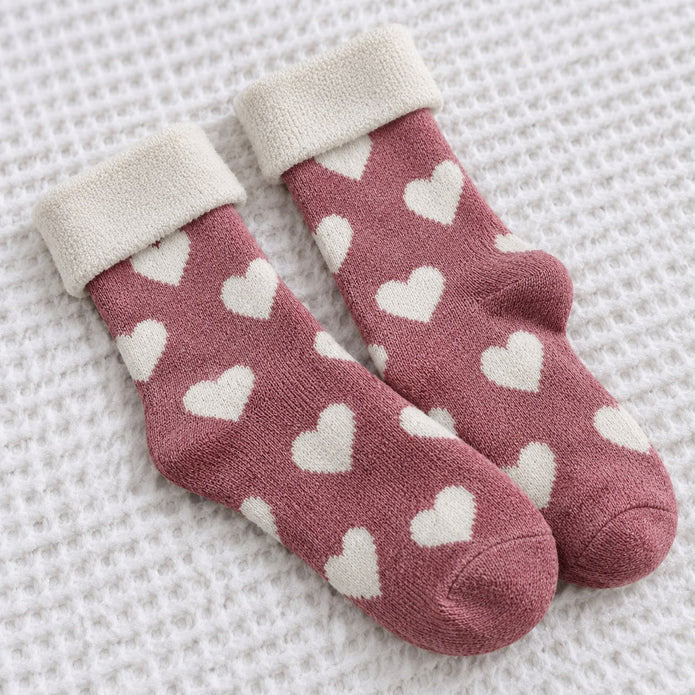Cosy Cuff Socks - Pink Heart