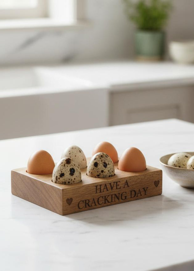 Wooden Egg Holder 'Cracking Day'