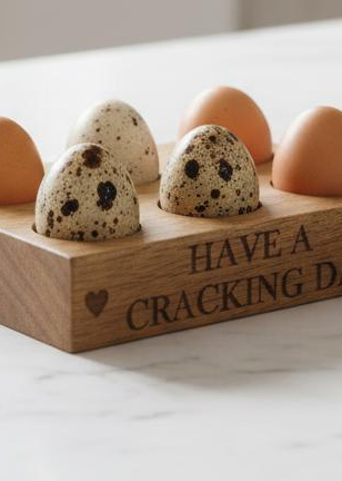 Wooden Egg Holder 'Cracking Day'