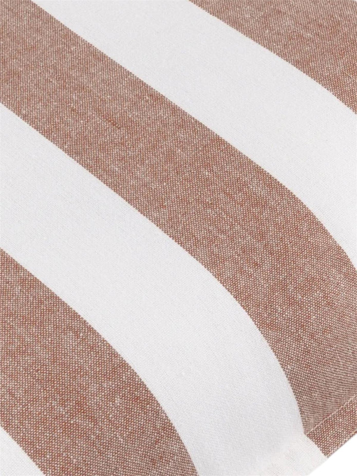 Terracotta striped outdoor garden seat scatter cushion cover from Riva Home, soft furnishings for garden seating.