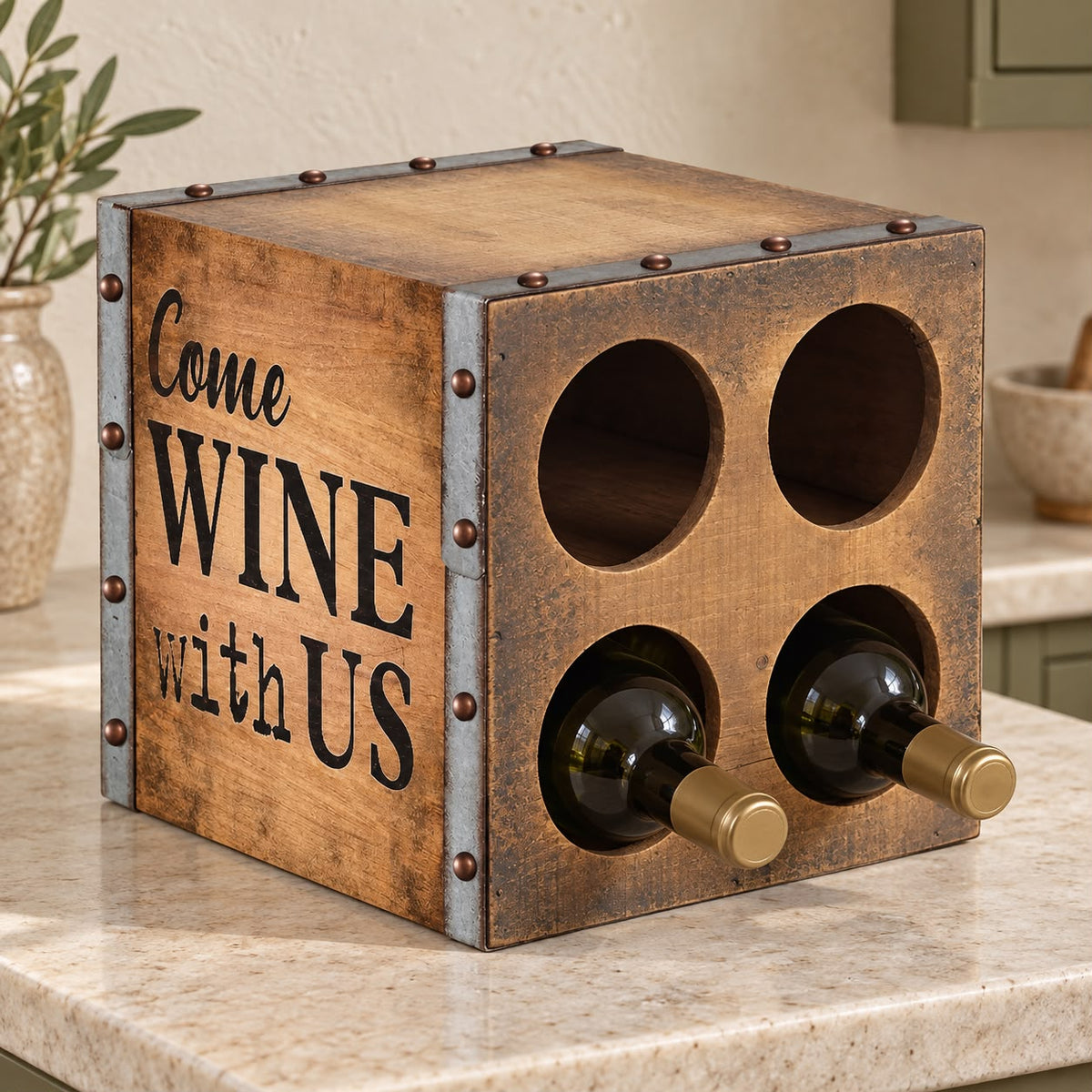 Wooden gift box labeled 