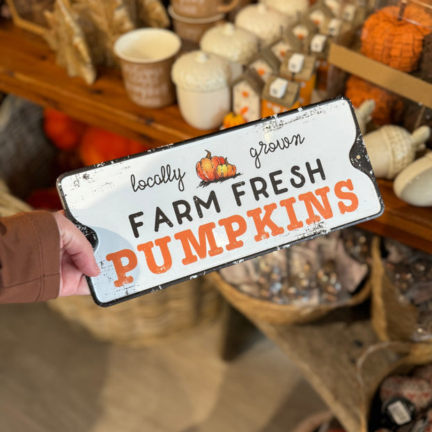 Farm Fresh Pumpkins Metal Sign