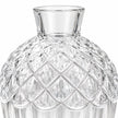 Empty clear glass acorn vase on white