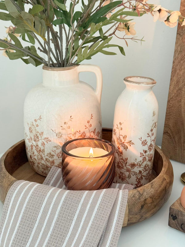 Brown Glass Twisted Candle - Mimosa And Cardamon