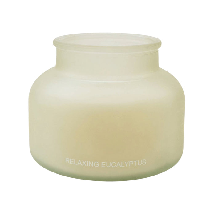 Large Candle Relaxing Eucalyptus Scent - Frosted Green