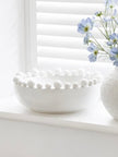 Round Extra Large White Bobble Edged Bowl