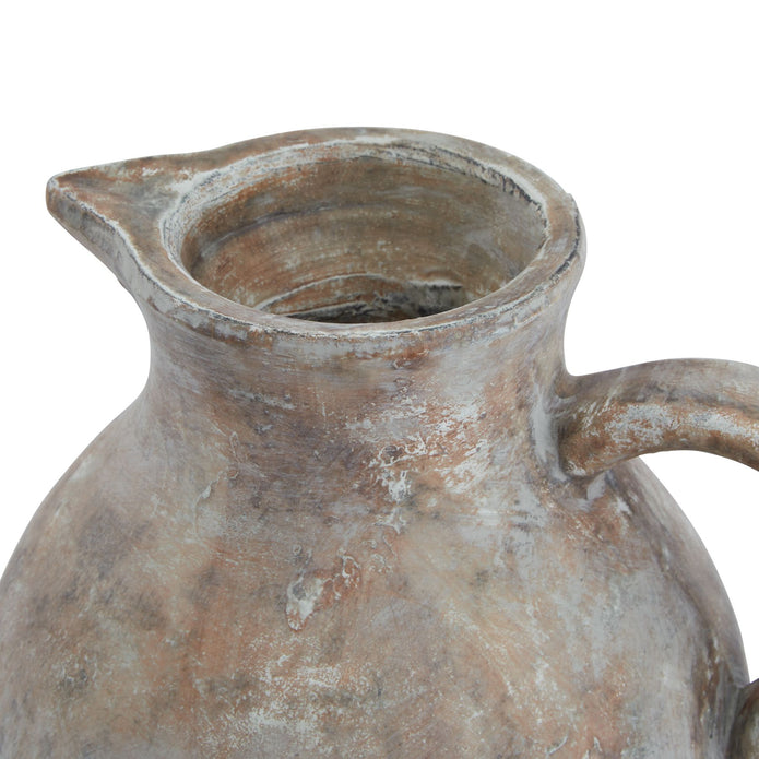 Siena Brown Round Jug vase by Hill Interiors, Mediterranean-style earthenware vase with a smooth, rounded shape and warm brown finish.