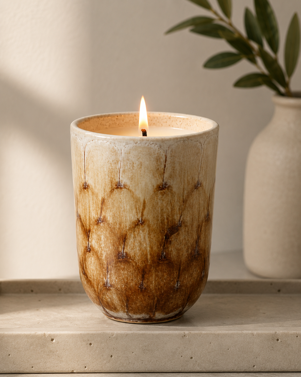 Brown Tortoise Shell Wax Candle