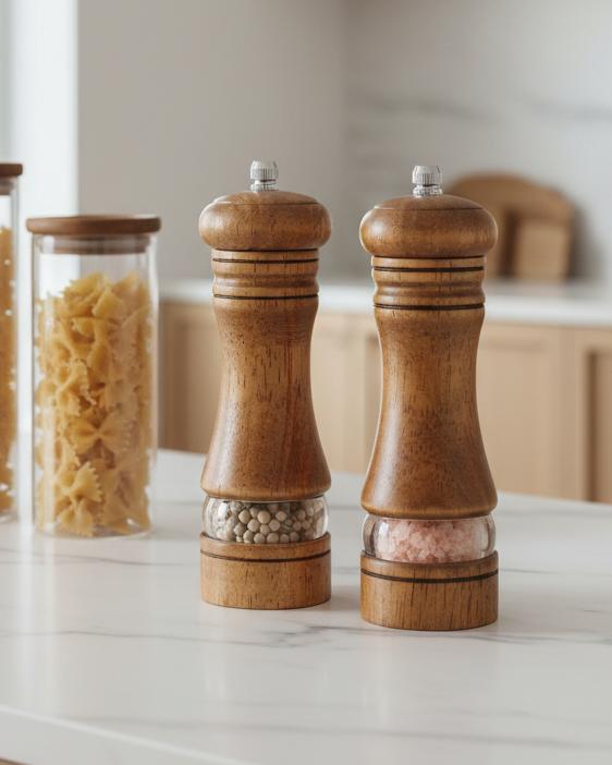Wooden Salt And Pepper Mills - Set of Two