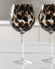Brown Tortoise Print Wine Glasses - Set of Two