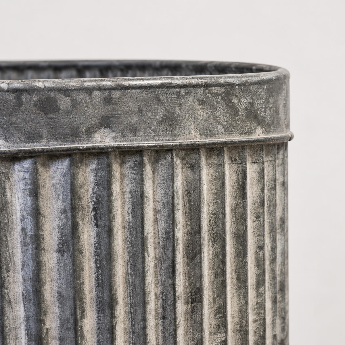 Ribbed Oval Galvanised Metal Planter Troughs - Set of Three