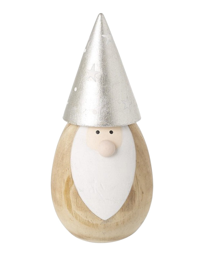 Wooden Gonk With Silver Hat