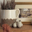 White And Terracotta Rustic Ceramic Handled Jug Vase