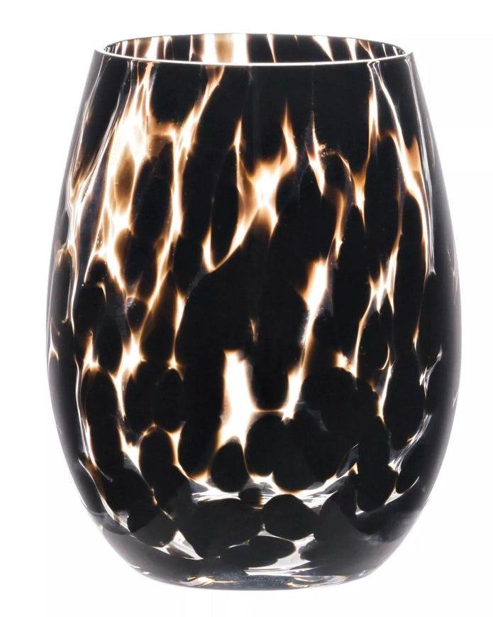 Brown Tortoise Print Tumbler Glasses - Set of Two