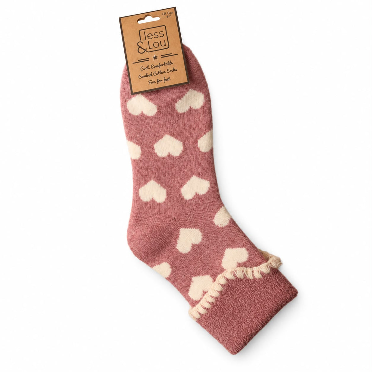 Pink Heart Cuff Cosy Sock