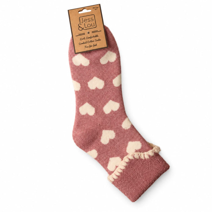 Pink Heart Cuff Cosy Sock