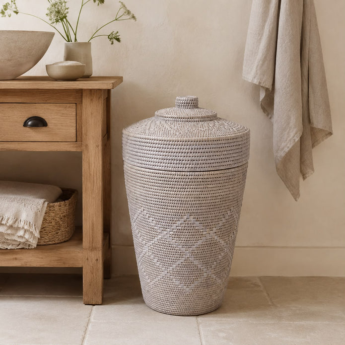 Wickham Rattan Laundry Basket With Sloping Lid