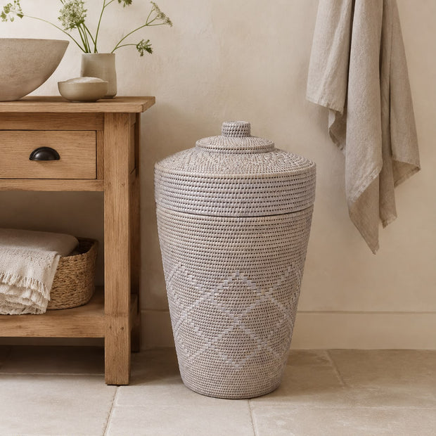 Rattan Laundry Basket With Sloping Lid