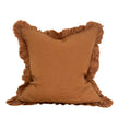 Hallie Rust Brown Square Ruffle Linen Blend Cushion Cover