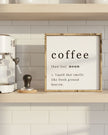 Large white framed coffee sign for home decor by Williamraedesigns, featuring stylish lettering and modern design.