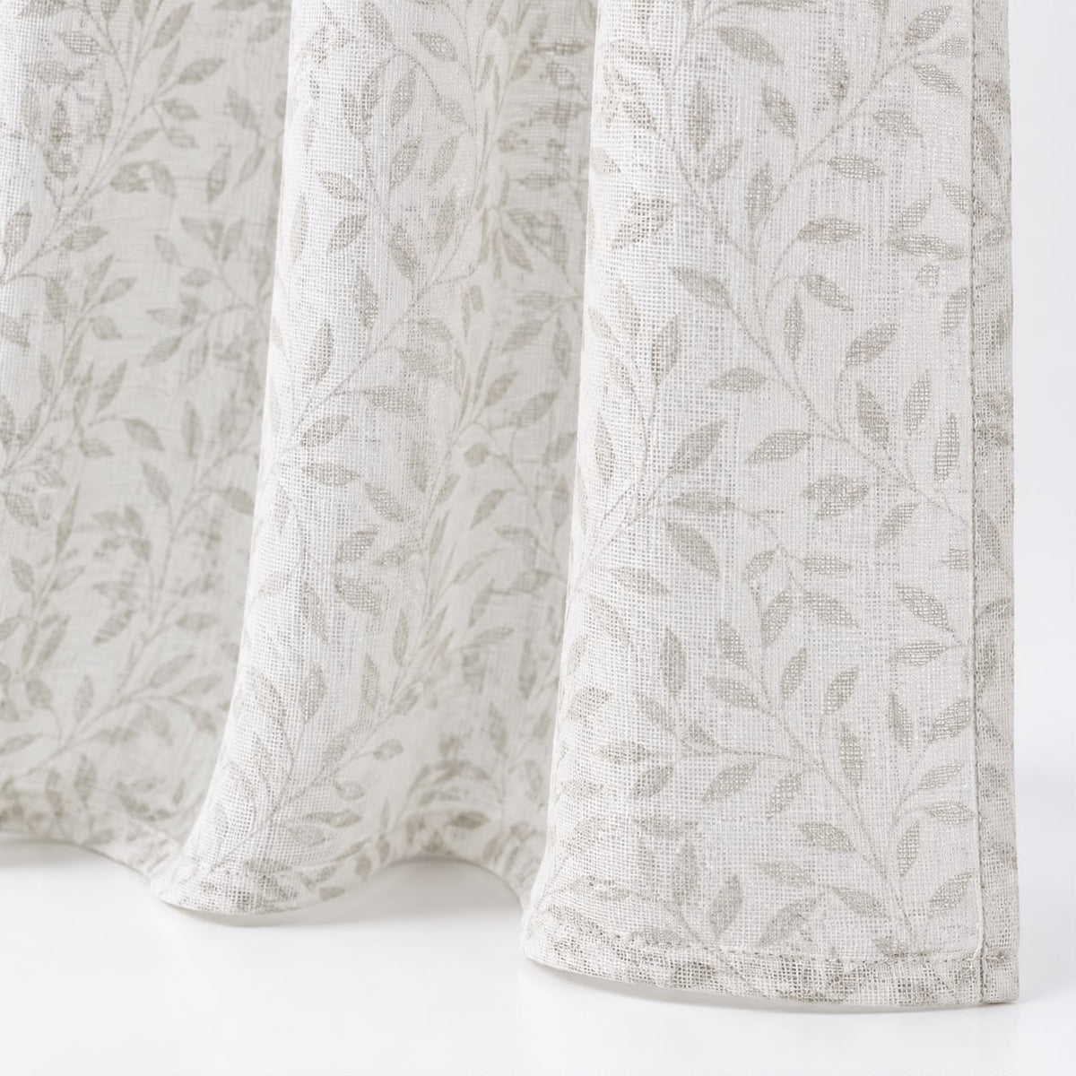 Yard Leaf Patterned Natural Woven Sheer Voile Curtain Panel