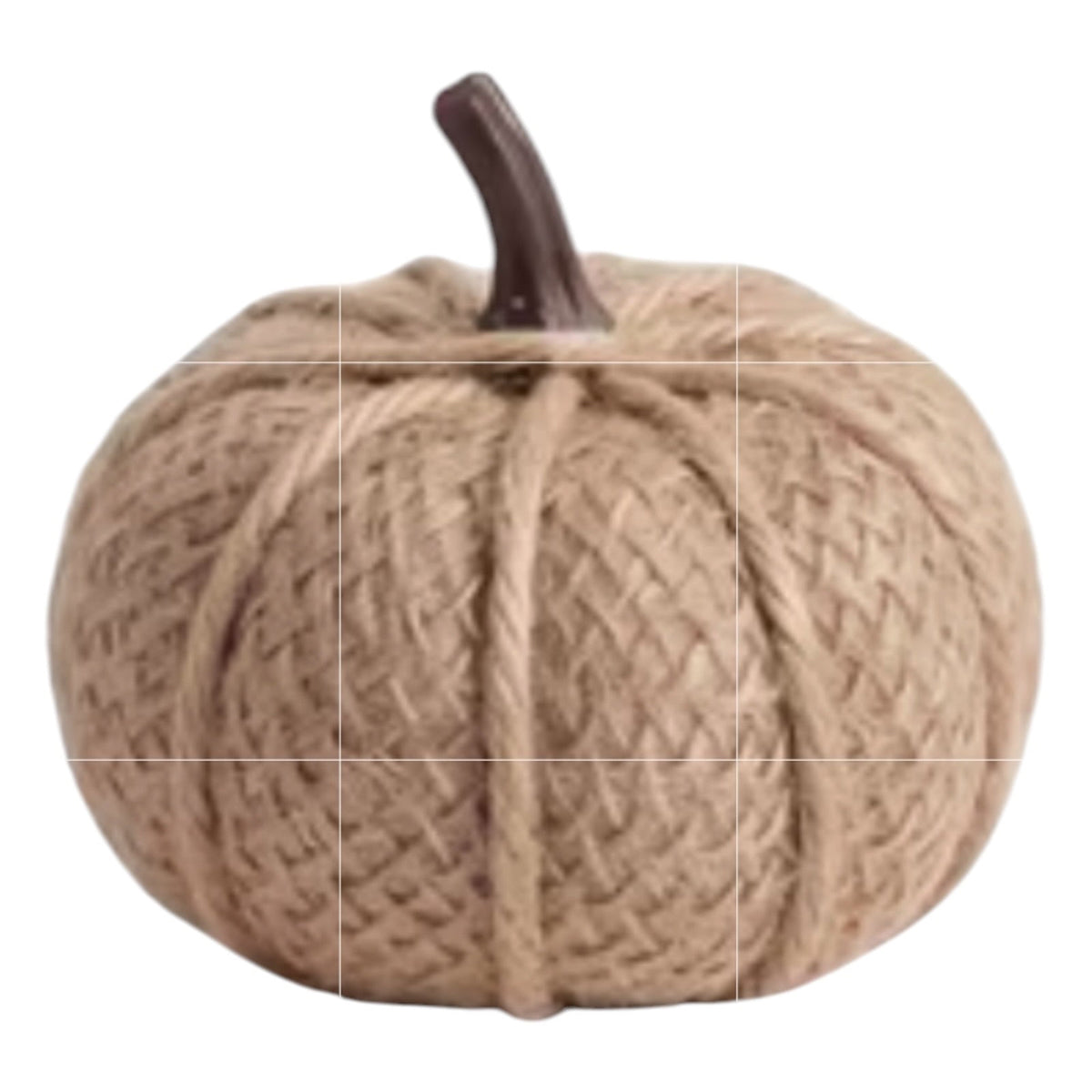 Neutral Fabric Mini Pumpkins, beige knitted mini pumpkin with a brown stalk on white