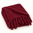 Burgundy Sherpa Tasselled Blanket Throw