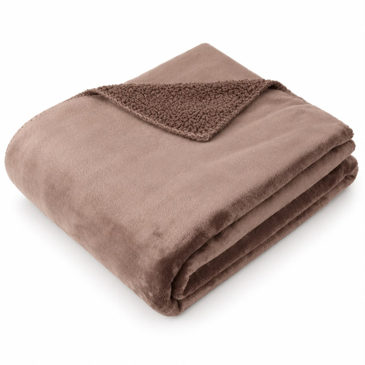 Coffee Brown Luxury Snuggle Blanket Throw, folded coffee brown throw showing the textured reverse