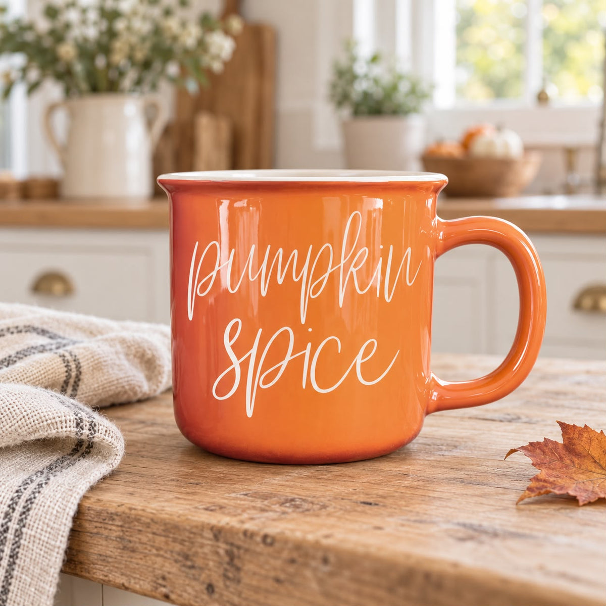 Orange Ceramic Pumpkin Spice Coffee Mug
