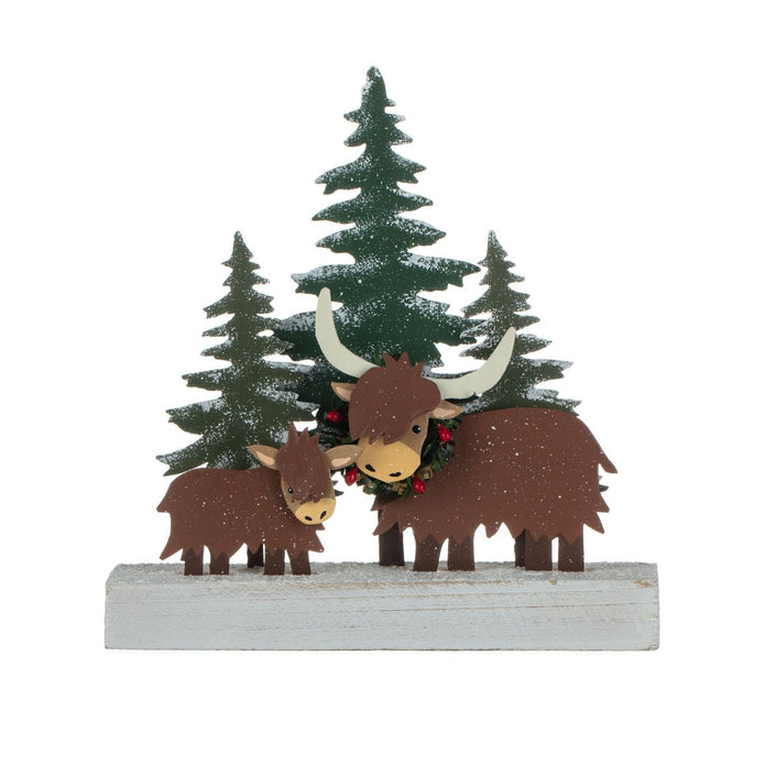 Highland Cow Christmas Scene