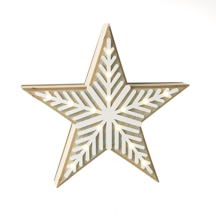 Wooden Christmas star with LED lights, chevron design, from Heaven Sends, illuminated decorative holiday ornament.