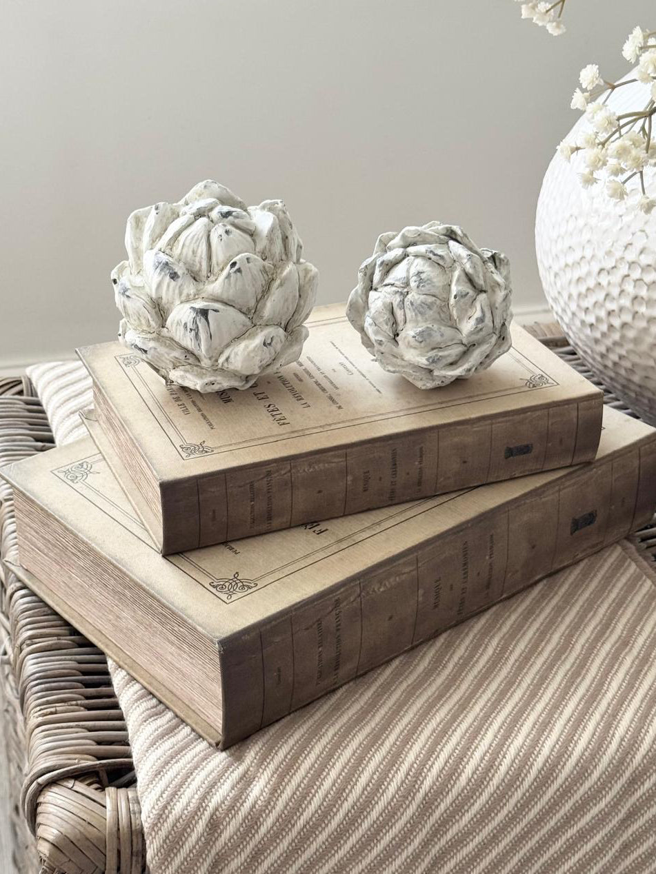Vintage Cream And Black Design Storage Book Boxes - Set of 2