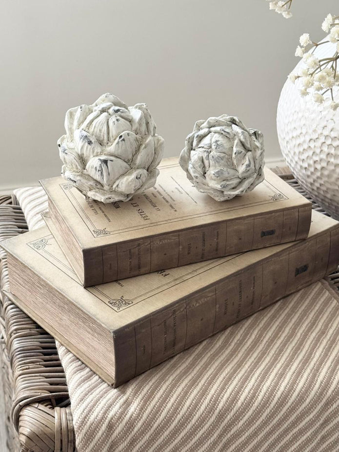 Vintage Cream And Black Design Storage Book Boxes - Set of 2