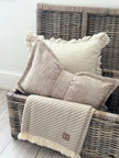 Beige Velveteen Bow Cushion