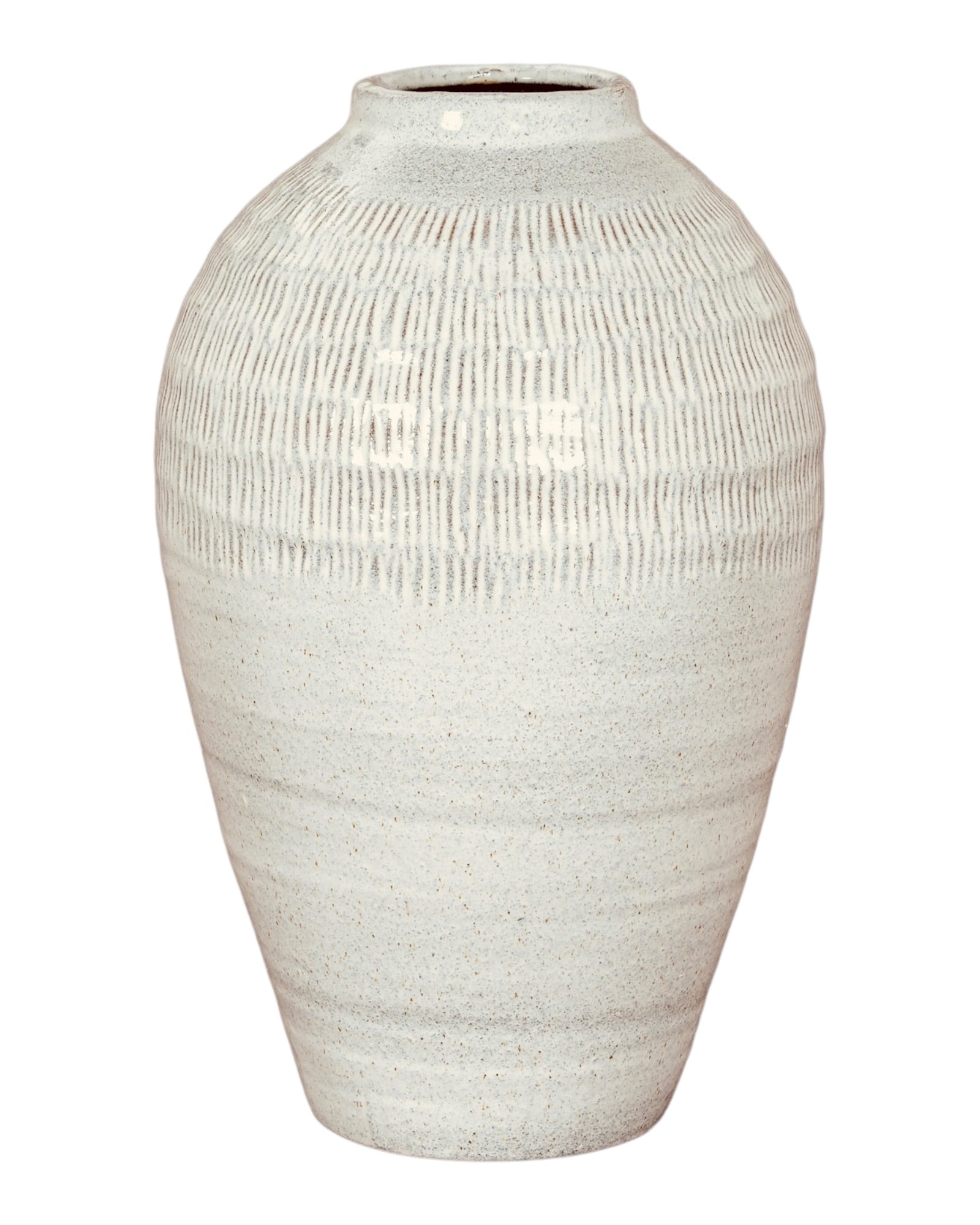 White glazed Kemi Olpe vase by Hill Interiors, showcasing a smooth, rounded ceramic design suitable for decorative display.