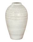 White glazed Kemi Olpe vase by Hill Interiors, showcasing a smooth, rounded ceramic design suitable for decorative display.