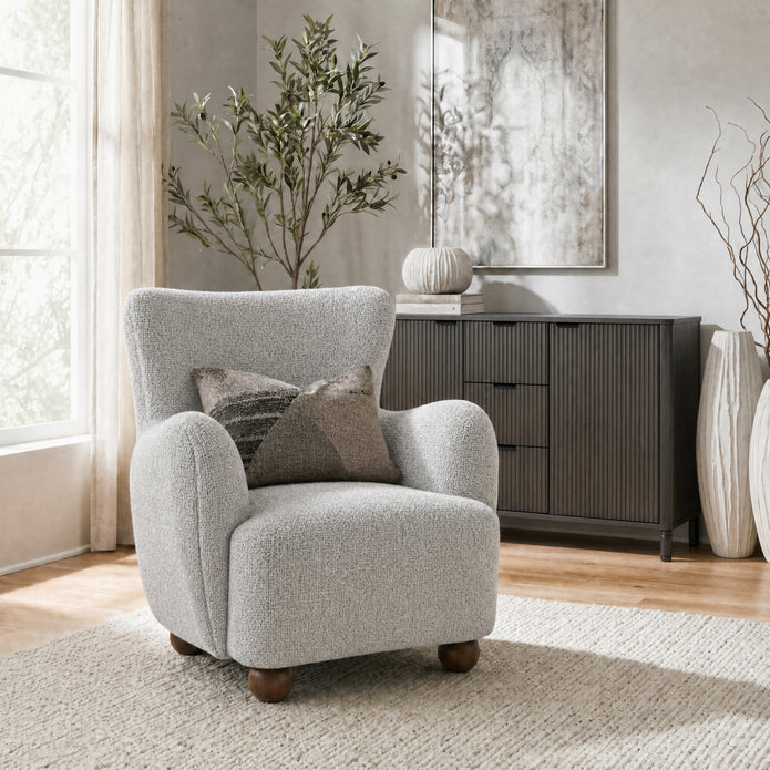 Greige Boucle Large Comfy Arm Chair