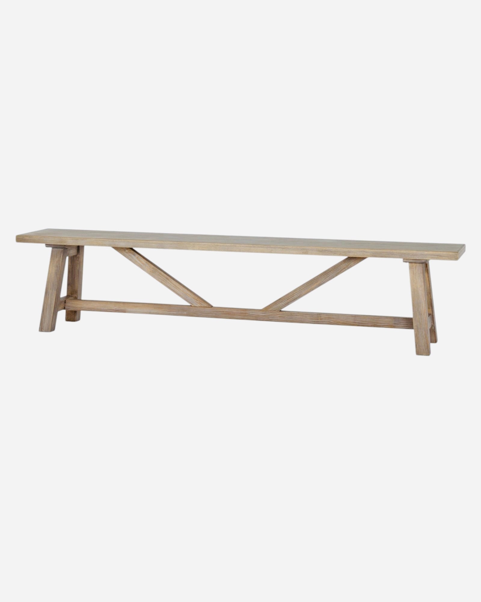 Large dining bench from the Hill Interiors Haldon Collection, showcasing a sturdy wooden seat with classic design.