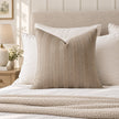 Beige Textured Stripe Velveteen Cushion Cover