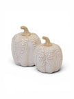 Medium Natural Glazed Taller Pumpkin With Oversized Leaves