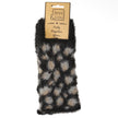 Black Leopard Fluffy Knit Fingerless Gloves