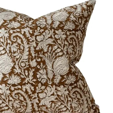 Ivy Rust Print Brown And White Cotton Cushion Cover