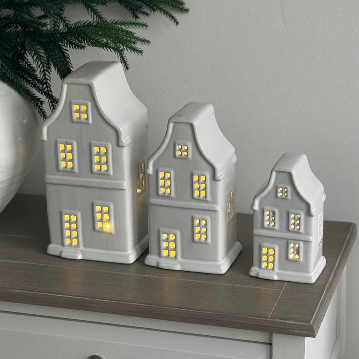 White Ceramic LED Light Up Christmas Village House