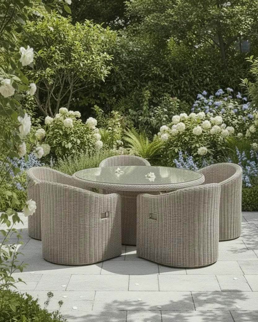 Rattan Ragusa Outdoor Dining Table And Four Chair Set