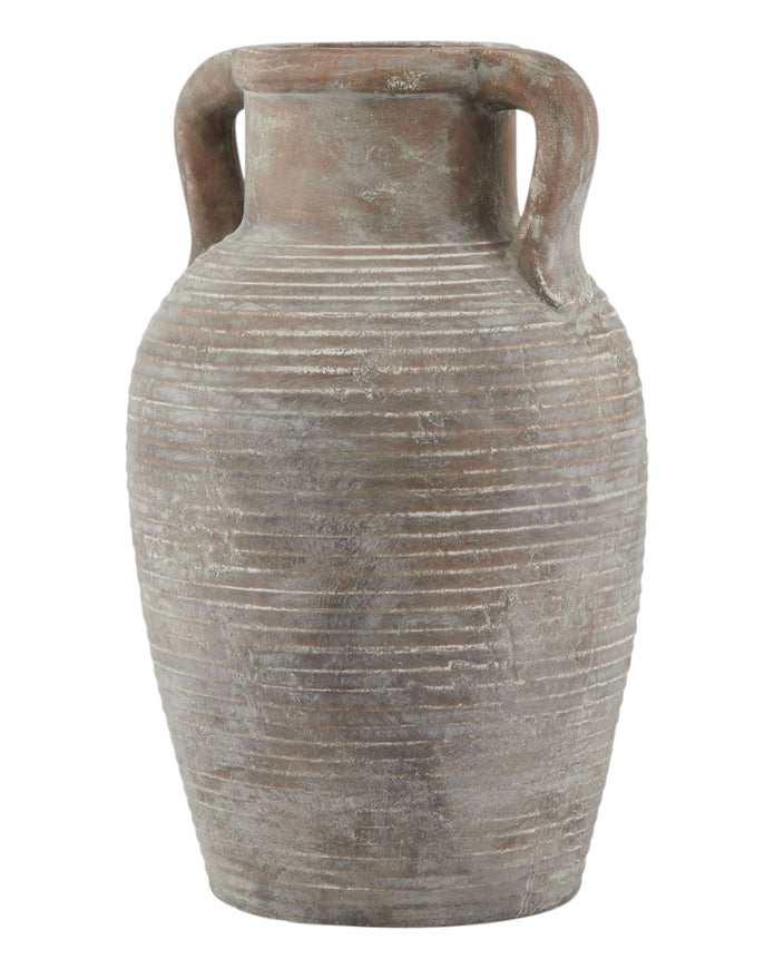 Siena Matt Brown Stone Amphora Vase by Hill Interiors, featuring a classic shape and textured stone finish.