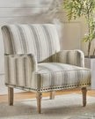 Neutral Beige Striped Arm Chair
