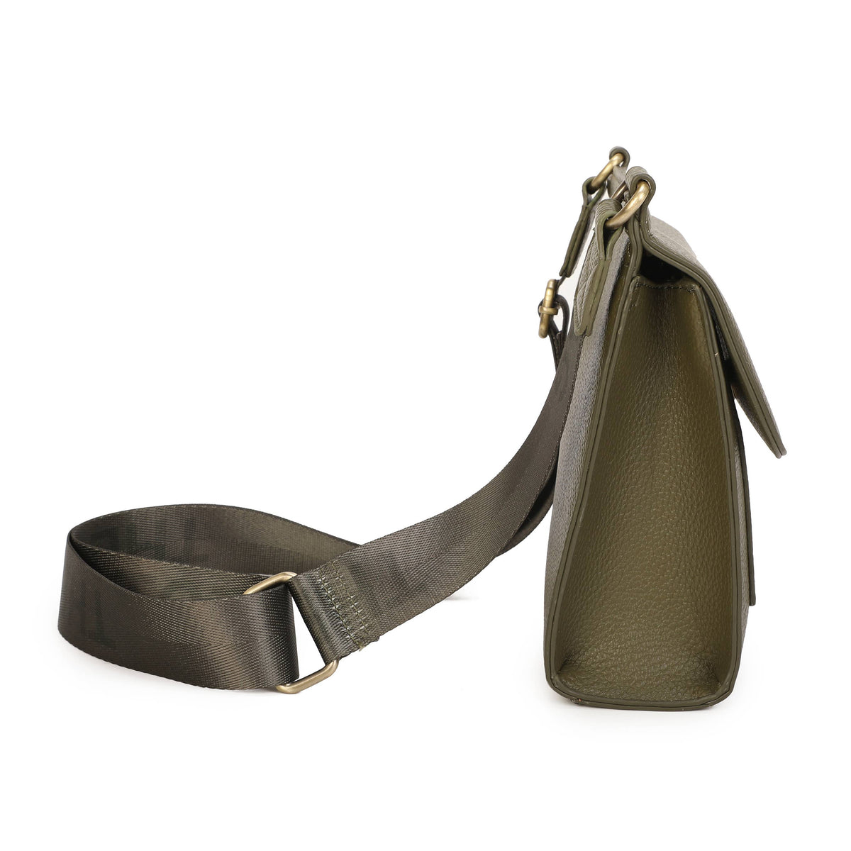 Chocolate brown crossbody bag with wide strap and front pocket from Jamie Bags, shown with adjustable strap and stylish design.