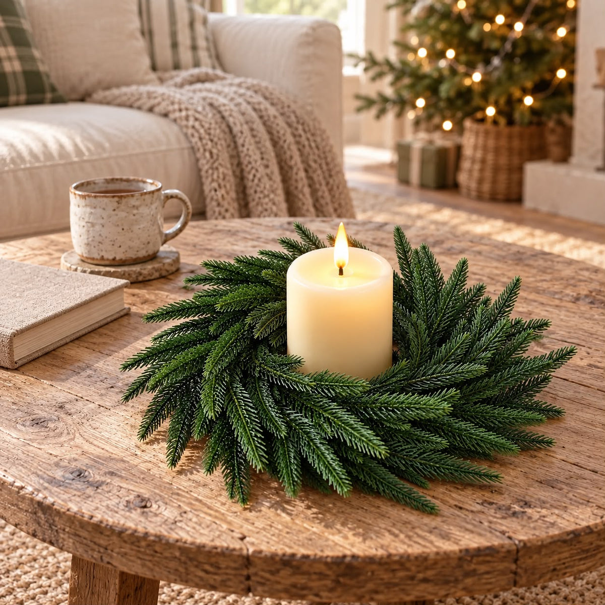 Artificial Luxury Green Norfolk Candle Ring