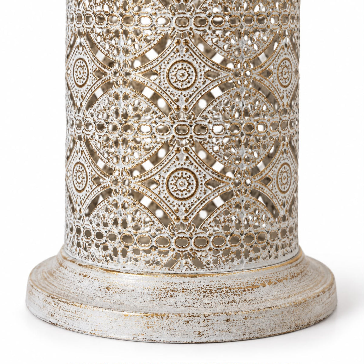 Tall white metal cut-out lantern from Heaven Sends, decorative gift with intricate metal design for home decor.